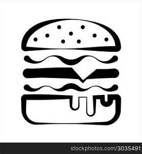 Burger Icon, Fast Food Burger Vector Art Illustration. Burger Icon, Fast Food Burger