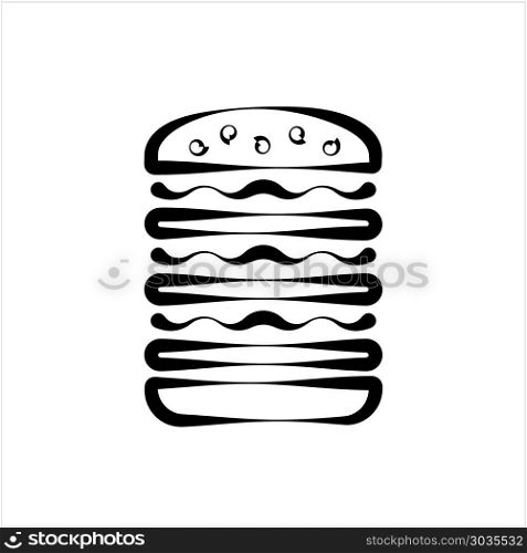 Burger Icon, Fast Food Burger Vector Art Illustration. Burger Icon, Fast Food Burger