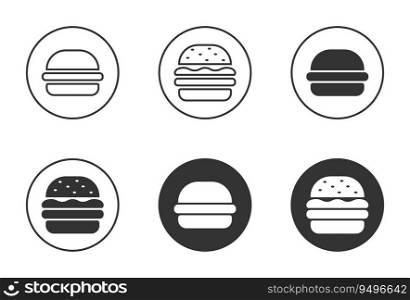 Burger icon. Hamburger logo. Fast food symbol. Vector illustration.