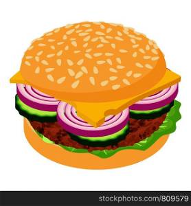 Burger icon. Isometric illustration of burger icon for web. Burger icon, isometric 3d style