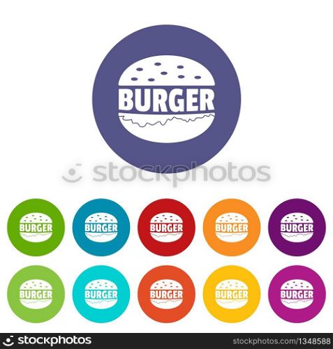 Burger icons color set vector for any web design on white background. Burger icons set vector color