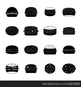 Burger icons set. Simple illustration of 16 burger vector icons for web. Burger icons set, simple style