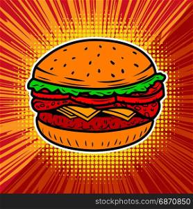 Burger illustration isolated on white background. Vector design element
