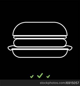 Burger it is white icon . Flat style