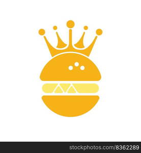 Burger king vector logo design. Burger with crown icon logo concept. 