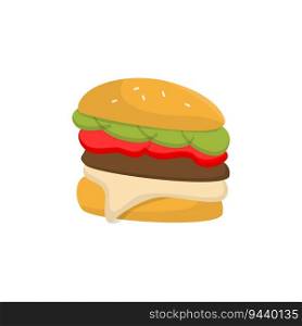 Burger Logo, Fast Food Design, Bread And Meat Vector Illustration Symbol Template