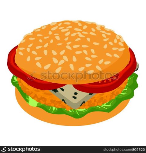 Burger lunch icon. Isometric illustration of burger lunch icon for web. Burger lunch icon, isometric 3d style