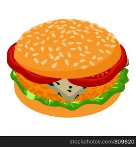 Burger lunch icon. Isometric illustration of burger lunch icon for web. Burger lunch icon, isometric 3d style