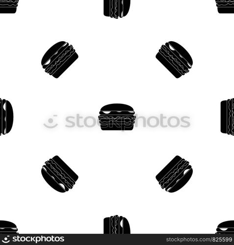 Burger pattern repeat seamless in black color for any design. Vector geometric illustration. Burger pattern seamless black