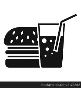 Burger soda glass icon simple vector. Dinner food. School snack. Burger soda glass icon simple vector. Dinner food