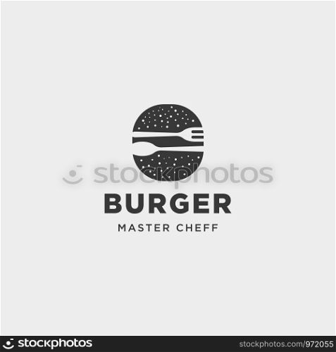 burger spoon fork simple flat logo design vector illustration icon element. burger spoon fork simple flat logo design vector illustration