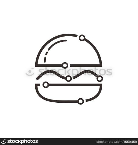 Burger tech vector logo design.