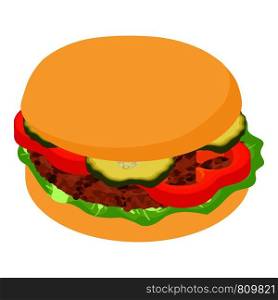 Burger tomato icon. Isometric illustration of burger tomato icon for web. Burger tomato icon, isometric 3d style