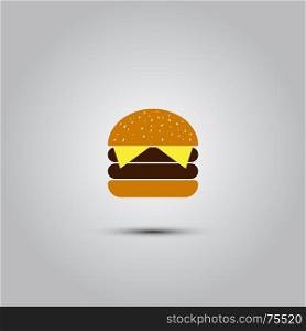 Burger, vector illustration. Hamburger icon vector, solid illustration, pictogram isolated on gray