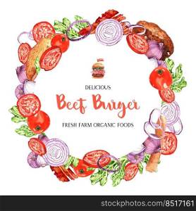 Burger wreath watercolor
