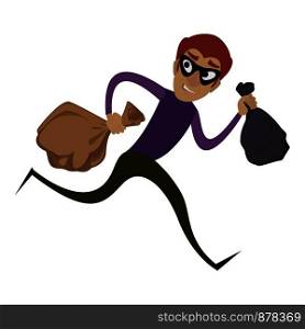 Burglar running icon. Cartoon of burglar running vector icon for web design isolated on white background. Burglar running icon, cartoon style