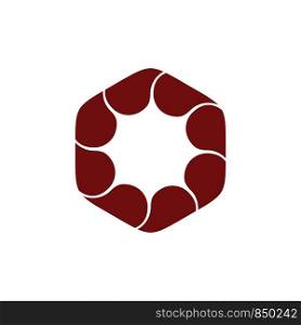 Burgundy Hexagon Blossom Flower Logo Template Illustration Design. Vector EPS 10.