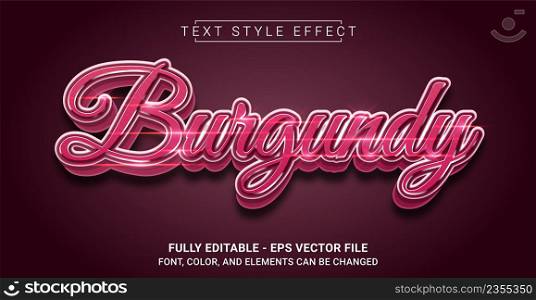 Burgundy Text Style Effect. Editable Graphic Text Template.