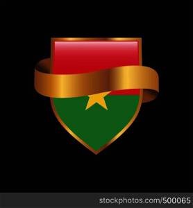 Burkina Faso flag Golden badge design vector