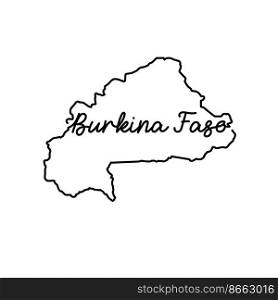 Burkina Faso outline map with the handwritten country name. Continuous line drawing of patriotic home sign. A love for a small homeland. T-shirt print idea. Vector illustration.. Burkina Faso outline map with the handwritten country name. Continuous line drawing of patriotic home sign