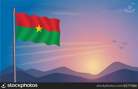 Burkina flag in the morning sun Royalty Free Vector Image