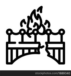 burn bridge and divorce line icon vector. burn bridge and divorce sign. isolated contour symbol black illustration. burn bridge and divorce line icon vector illustration