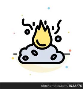 Burn, Fire, Garbage, Pollution, Smoke Abstract Flat Color Icon Template