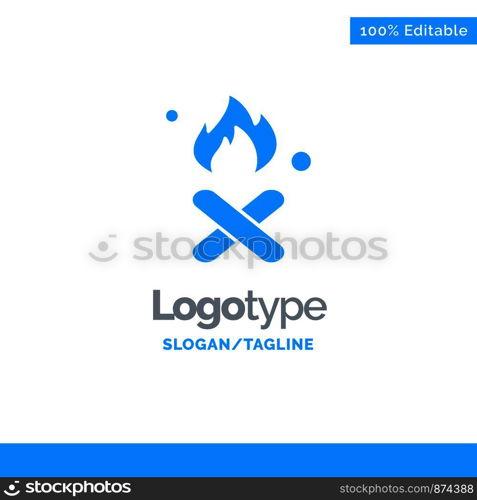 Burn, Fire, Garbage, Pollution, Smoke Blue Solid Logo Template. Place for Tagline