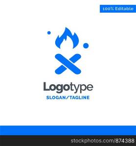 Burn, Fire, Garbage, Pollution, Smoke Blue Solid Logo Template. Place for Tagline