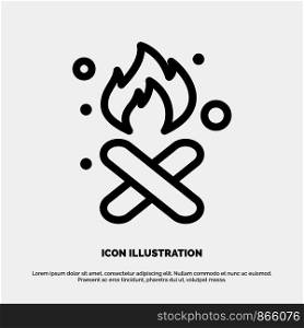 Burn, Fire, Garbage, Pollution, Smoke Line Icon Vector