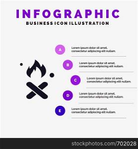 Burn, Fire, Garbage, Pollution, Smoke Solid Icon Infographics 5 Steps Presentation Background