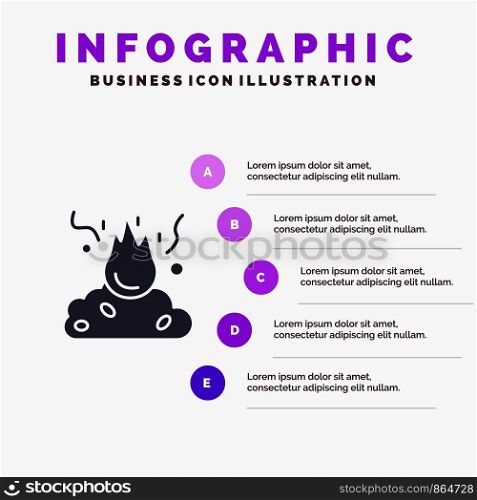 Burn, Fire, Garbage, Pollution, Smoke Solid Icon Infographics 5 Steps Presentation Background