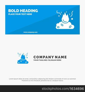 Burn, Fire, Garbage, Pollution, Smoke SOlid Icon Website Banner and Business Logo Template