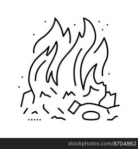burn fire line icon vector. burn fire sign. isolated contour symbol black illustration. burn fire line icon vector illustration