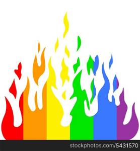 Burn flame fire rainbow colors, vector illustration.