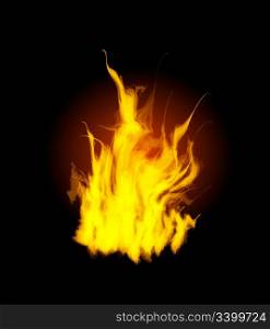 Burn flame fire vector illustration. Black background
