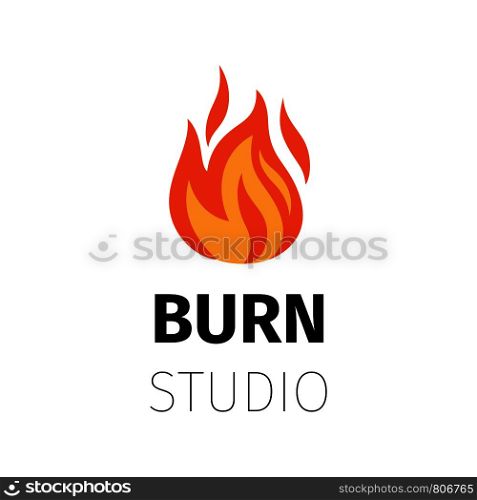 Burn studio icon. Vector fire flame logo template. Burn studio fire flame logo