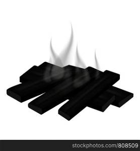 Burned bonfire icon. Realistic illustration of burned bonfire vector icon for web design. Burned bonfire icon, realistic style