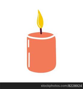 Burning aromatic candle for aromatherapy and interior decoration, isolated on a white background. Element for the design. cartoon vector illustration. Cute candle isolated on a white background. doodle