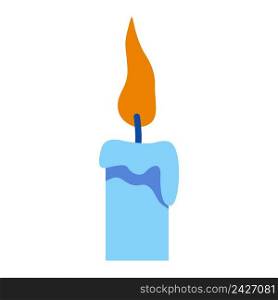 Burning blue candle semi flat color vector object. Full sized item on white. Gothic subculture. Eliminating fire hazard. Simple cartoon style illustration for web graphic design and animation. Burning blue candle semi flat color vector object