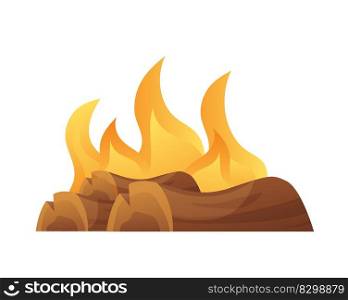 Burning bonfire with wood vector illustration