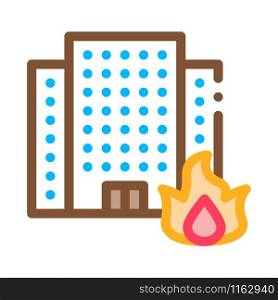 Burning Building House Icon Vector. Outline Burning Building House Sign. Isolated Contour Symbol Illustration. Burning Building House Icon Outline Illustration