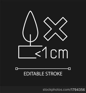 Burning candle correctly white linear manual label icon for dark theme. Thin line customizable illustration for product use instructions. Isolated vector contour symbol for night mode. Editable stroke. Burning candle correctly white linear manual label icon for dark theme