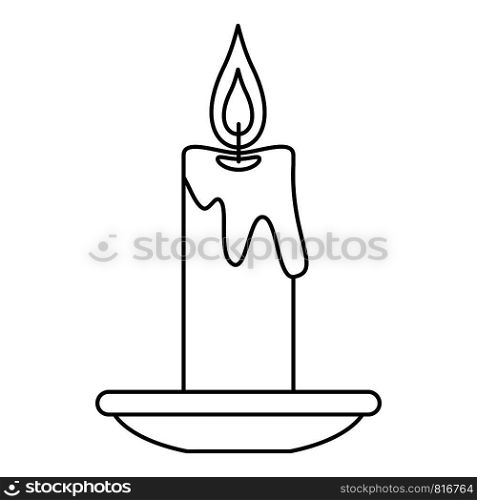 Burning candle icon. Outline burning candle vector icon for web design isolated on white background. Burning candle icon, outline style