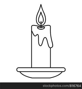 Burning candle icon. Outline burning candle vector icon for web design isolated on white background. Burning candle icon, outline style