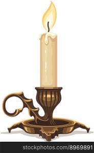 Burning candle in bronze vector image
