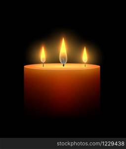 Burning candle in the dark. Vector element for your creativity. Burning candle in the dark.
