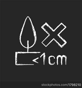 Burning candles correctly chalk white manual label icon on dark background. Container overheating danger. Fire hazard. Isolated vector chalkboard illustration for product use instructions on black. Burning candles correctly chalk white manual label icon on dark background