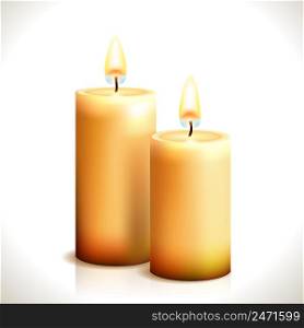 Burning Candles isolated on white. Vector Illustration. EPS10 opacity