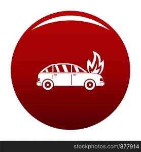 Burning car icon. Simple illustration of burning car vector icon for any design red. Burning car icon vector red